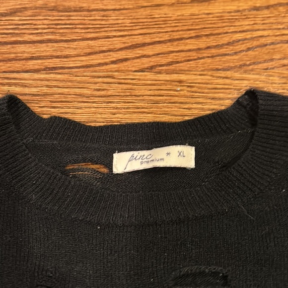 Pinc Premium distressed sweater with intentional rips. Girls XL. Very soft. - Picture 3 of 4